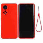 For Honor 50 Pro Solid Color Liquid Silicone Dropproof Full Coverage Protective Case(Red) - 1