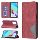 For Xiaomi Redmi 10 Rhombus Texture Horizontal Flip Magnetic Leather Case with Holder & Card Slots(Red) - 1