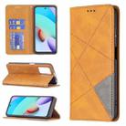 For Xiaomi Redmi 10 Rhombus Texture Horizontal Flip Magnetic Leather Case with Holder & Card Slots(Yellow) - 1