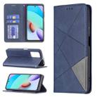 For Xiaomi Redmi 10 Rhombus Texture Horizontal Flip Magnetic Leather Case with Holder & Card Slots(Blue) - 1
