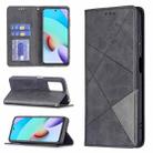 For Xiaomi Redmi 10 Rhombus Texture Horizontal Flip Magnetic Leather Case with Holder & Card Slots(Black) - 1