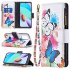 For Xiaomi Redmi 10 Colored Drawing Pattern Zipper Horizontal Flip Leather Case with Holder & Card Slots & Wallet(Two Butterflies) - 1