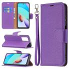 For Xiaomi Redmi 10 Litchi Texture Pure Color Horizontal Flip PU Leather Case with Holder & Card Slots & Wallet & Lanyard(Purple) - 1