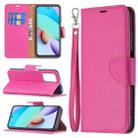 For Xiaomi Redmi 10 Litchi Texture Pure Color Horizontal Flip PU Leather Case with Holder & Card Slots & Wallet & Lanyard(Rose Red) - 1