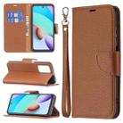 For Xiaomi Redmi 10 Litchi Texture Pure Color Horizontal Flip PU Leather Case with Holder & Card Slots & Wallet & Lanyard(Brown) - 1