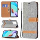 For Xiaomi Redmi 10 Color Matching Denim Texture Leather Case with Holder & Card Slots & Wallet & Lanyard(Grey) - 1