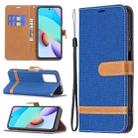 For Xiaomi Redmi 10 Color Matching Denim Texture Leather Case with Holder & Card Slots & Wallet & Lanyard(Royal Blue) - 1