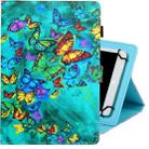 7 inch Universal Colored Drawing Horizontal Flip PU Leather Case with Holder & Card Slot(Green Butterfly) - 1