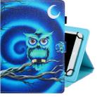 7 inch Universal Colored Drawing Horizontal Flip PU Leather Case with Holder & Card Slot(Moon Owl) - 1