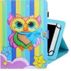 7 inch Universal Colored Drawing Horizontal Flip PU Leather Case with Holder & Card Slot(Rainbow Owl) - 1