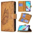 For Xiaomi Redmi 10 Flying Butterfly Embossing Pattern Zipper Horizontal Flip Leather Case with Holder & Card Slots & Wallet(Brown) - 1