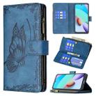 For Xiaomi Redmi 10 Flying Butterfly Embossing Pattern Zipper Horizontal Flip Leather Case with Holder & Card Slots & Wallet(Blue) - 1