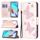 For Xiaomi Redmi 10 Two Butterflies Embossing Pattern Horizontal Flip Leather Case with Holder & Card Slot & Wallet & Lanyard(Gold) - 1