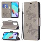 For Xiaomi Redmi 10 Two Butterflies Embossing Pattern Horizontal Flip Leather Case with Holder & Card Slot & Wallet & Lanyard(Grey) - 1