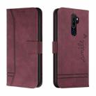 For OPPO A5 2020 Retro Skin Feel Horizontal Flip Soft TPU + PU Leather Case with Holder & Card Slots & Photo Frame(Wine Red) - 1