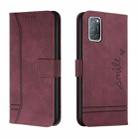 For OPPO A52 Retro Skin Feel Horizontal Flip Soft TPU + PU Leather Case with Holder & Card Slots & Photo Frame(Wine Red) - 1