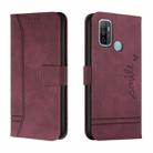 For OPPO A53 2020 Retro Skin Feel Horizontal Flip Soft TPU + PU Leather Case with Holder & Card Slots & Photo Frame(Wine Red) - 1