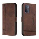 For OPPO A74 Retro Skin Feel Horizontal Flip Soft TPU + PU Leather Case with Holder & Card Slots & Photo Frame(Coffee) - 1