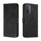 For OPPO A74 Retro Skin Feel Horizontal Flip Soft TPU + PU Leather Case with Holder & Card Slots & Photo Frame(Black) - 1