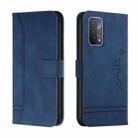 For OPPO A74 Retro Skin Feel Horizontal Flip Soft TPU + PU Leather Case with Holder & Card Slots & Photo Frame(Blue) - 1
