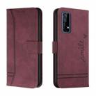 For OPPO Realme 7 4G Retro Skin Feel Horizontal Flip Soft TPU + PU Leather Case with Holder & Card Slots & Photo Frame(Wine Red) - 1
