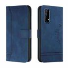 For OPPO Realme 7 4G Retro Skin Feel Horizontal Flip Soft TPU + PU Leather Case with Holder & Card Slots & Photo Frame(Blue) - 1