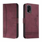 For OPPO Realme 7 Pro Retro Skin Feel Horizontal Flip Soft TPU + PU Leather Case with Holder & Card Slots & Photo Frame(Wine Red) - 1