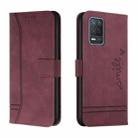 For OPPO Realme 8 5G Retro Skin Feel Horizontal Flip Soft TPU + PU Leather Case with Holder & Card Slots & Photo Frame(Wine Red) - 1