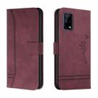 For OPPO Realme 7 5G Retro Skin Feel Horizontal Flip Soft TPU + PU Leather Case with Holder & Card Slots & Photo Frame(Wine Red) - 1