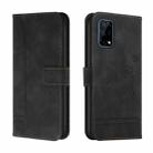 For OPPO Realme 7 5G Retro Skin Feel Horizontal Flip Soft TPU + PU Leather Case with Holder & Card Slots & Photo Frame(Black) - 1
