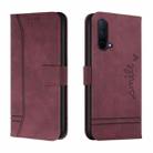 For OnePlus Nord CE 5G Retro Skin Feel Horizontal Flip Soft TPU + PU Leather Case with Holder & Card Slots & Photo Frame(Wine Red) - 1