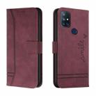 For OnePlus Nord N10 5G Retro Skin Feel Horizontal Flip Soft TPU + PU Leather Case with Holder & Card Slots & Photo Frame(Wine Red) - 1