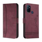 For OnePlus Nord N100 Retro Skin Feel Horizontal Flip Soft TPU + PU Leather Case with Holder & Card Slots & Photo Frame(Wine Red) - 1