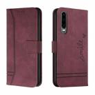 For Huawei P30 Retro Skin Feel Horizontal Flip Soft TPU + PU Leather Case with Holder & Card Slots & Photo Frame(Wine Red) - 1