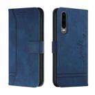 For Huawei P30 Retro Skin Feel Horizontal Flip Soft TPU + PU Leather Case with Holder & Card Slots & Photo Frame(Blue) - 1
