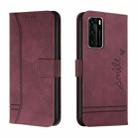 For Huawei P40 Retro Skin Feel Horizontal Flip Soft TPU + PU Leather Case with Holder & Card Slots & Photo Frame(Wine Red) - 1