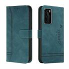 For Huawei P40 Retro Skin Feel Horizontal Flip Soft TPU + PU Leather Case with Holder & Card Slots & Photo Frame(Green) - 1