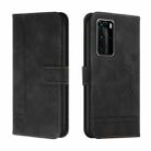 For Huawei P40 Pro Retro Skin Feel Horizontal Flip Soft TPU + PU Leather Case with Holder & Card Slots & Photo Frame(Black) - 1