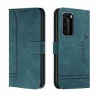 For Huawei P40 Pro Retro Skin Feel Horizontal Flip Soft TPU + PU Leather Case with Holder & Card Slots & Photo Frame(Green) - 1