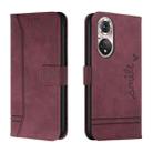 For Huawei P50 Retro Skin Feel Horizontal Flip Soft TPU + PU Leather Case with Holder & Card Slots & Photo Frame(Wine Red) - 1