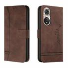 For Huawei P50 Retro Skin Feel Horizontal Flip Soft TPU + PU Leather Case with Holder & Card Slots & Photo Frame(Coffee) - 1