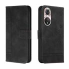 For Huawei P50 Pro Retro Skin Feel Horizontal Flip Soft TPU + PU Leather Case with Holder & Card Slots & Photo Frame(Black) - 1