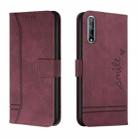 For Huawei Y8p Retro Skin Feel Horizontal Flip Soft TPU + PU Leather Case with Holder & Card Slots & Photo Frame(Wine Red) - 1