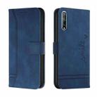 For Huawei Y8p Retro Skin Feel Horizontal Flip Soft TPU + PU Leather Case with Holder & Card Slots & Photo Frame(Blue) - 1