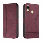 For Huawei Y9 2019 Retro Skin Feel Horizontal Flip Soft TPU + PU Leather Case with Holder & Card Slots & Photo Frame(Wine Red) - 1