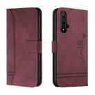 For Honor 20 Retro Skin Feel Horizontal Flip Soft TPU + PU Leather Case with Holder & Card Slots & Photo Frame(Wine Red) - 1