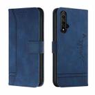 For Honor 20 Retro Skin Feel Horizontal Flip Soft TPU + PU Leather Case with Holder & Card Slots & Photo Frame(Blue) - 1