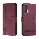 For Honor 20 Pro Retro Skin Feel Horizontal Flip Soft TPU + PU Leather Case with Holder & Card Slots & Photo Frame(Wine Red) - 1