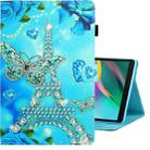 For Galaxy Tab A 8.0 (2019) / T290 Colored Drawing Horizontal Flip PU Leather Case with Holder & Card Slot(Butterfly Tower) - 1