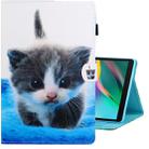 For Galaxy Tab A 10.1 (2019) / T510 Colored Drawing Horizontal Flip PU Leather Case with Holder & Card Slot(Blue White Cat) - 1